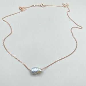 Rose Gold Vermeil Irregular Pearl Pendant Necklace